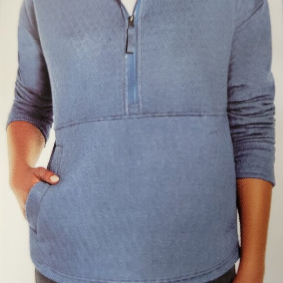 Eddie Bauer Blue Sweater Women's Quilted 1/2 Zip Heathered Pullover NWT - Picture 4 of 8